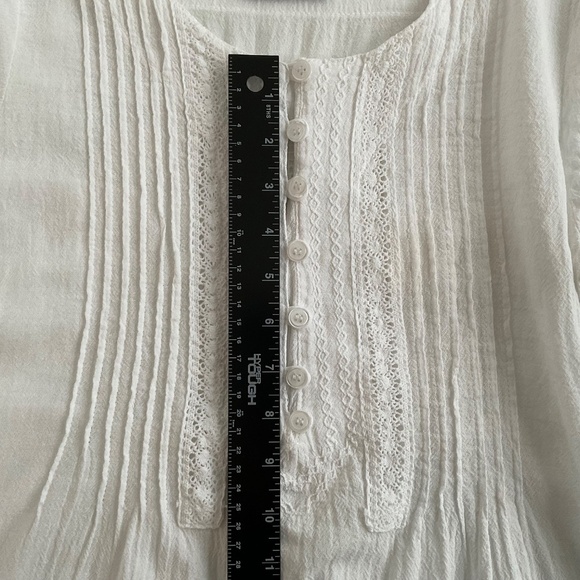 American South Side Embroided Blouse SzS White Hearts Romantic Peasant Boho Chic - Picture 9 of 12